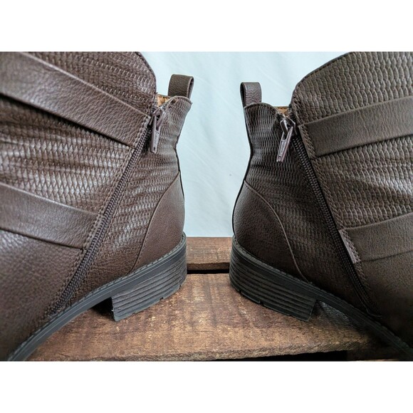 Croft and Barrow Ankle Boots Womens 10 Tower Brown Ortholite Inserts Buckles Zip - Picture 5 of 15